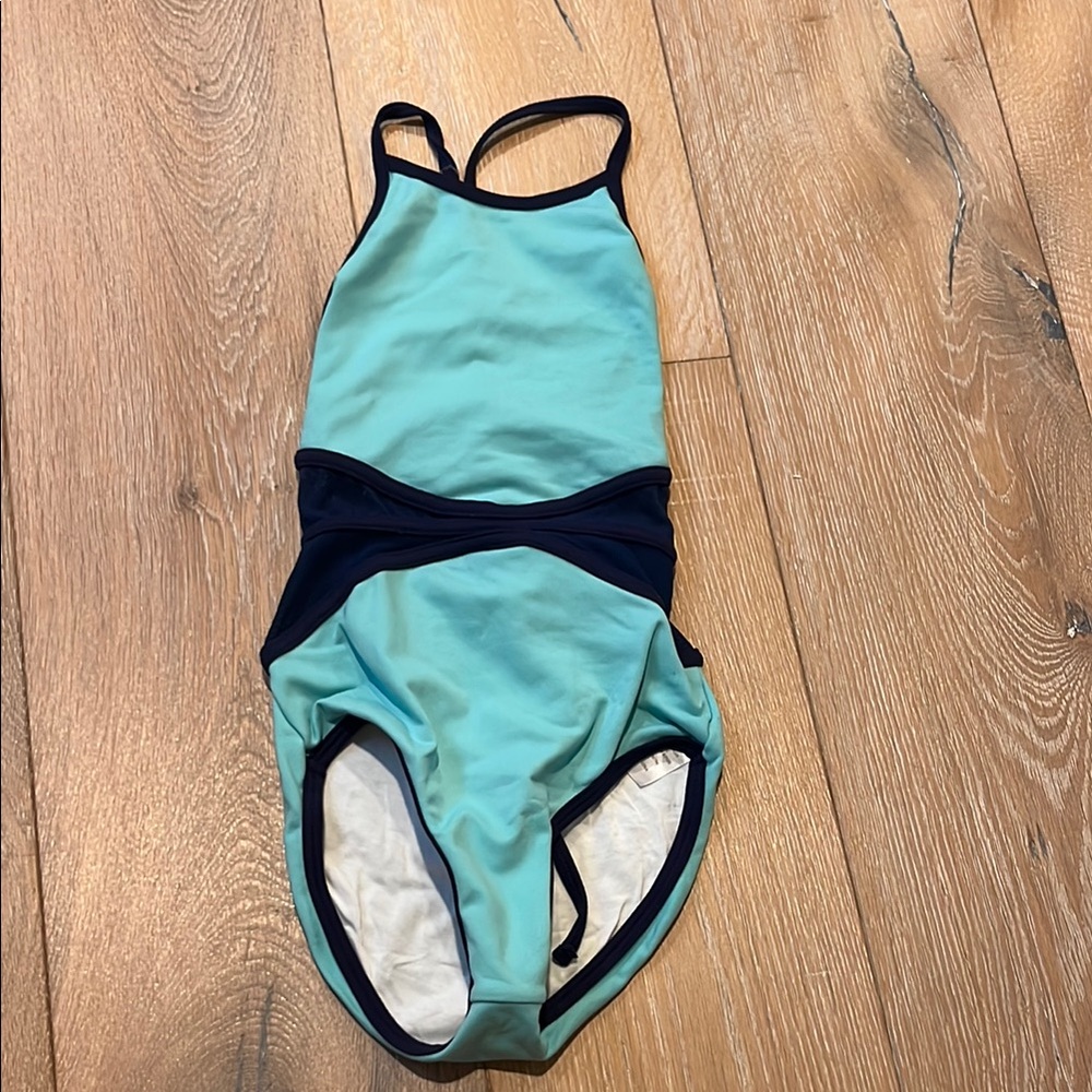 Kids Aqua and Navy One Piece dance leotard